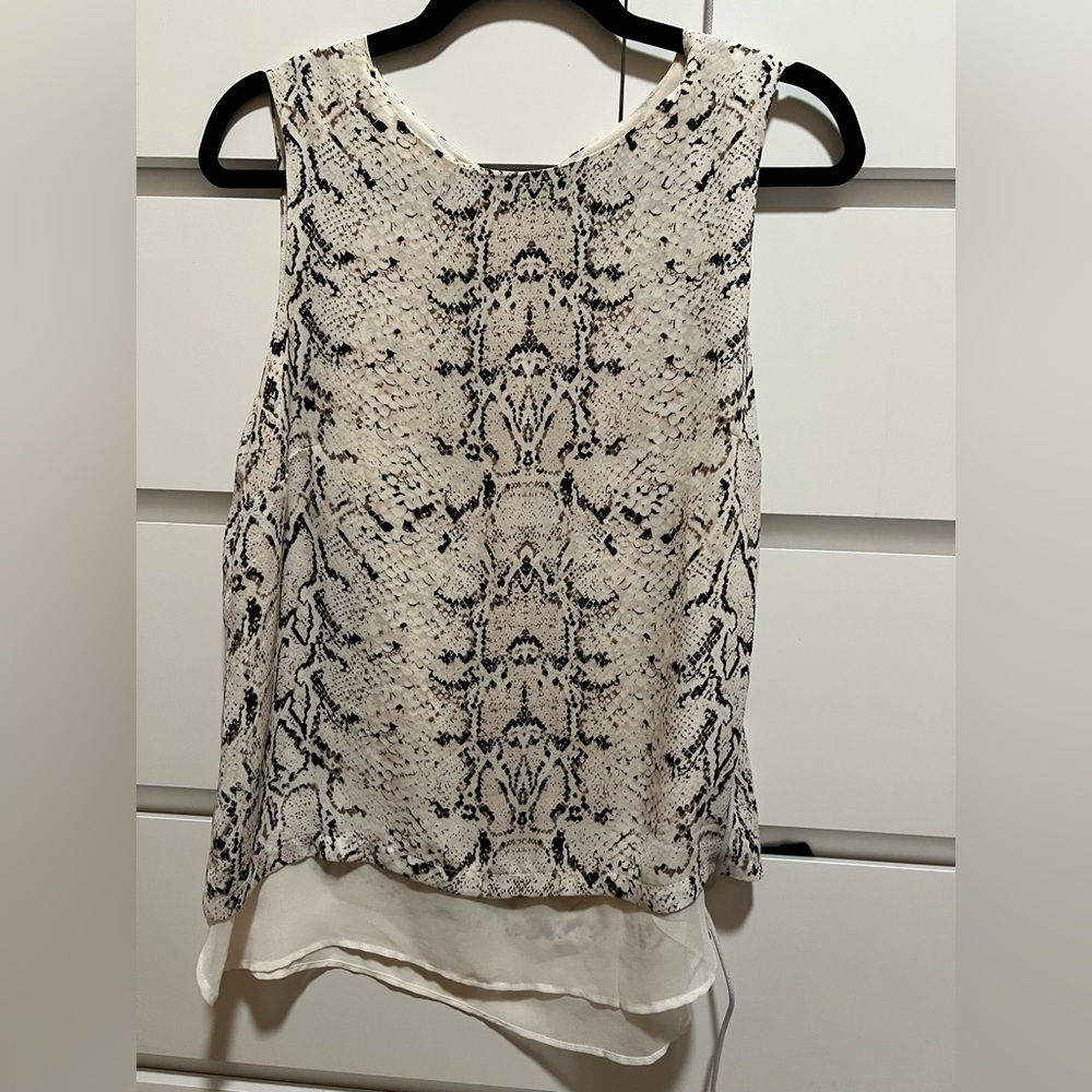 Rose & Olive Black and White Patterned Tank Top